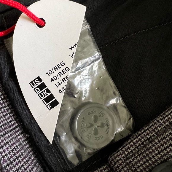 NWT EDC by Esprit Y2K Women's Gray Houndstooth Cuffed Wide Leg Trousers Pants 10 - Picture 7 of 15